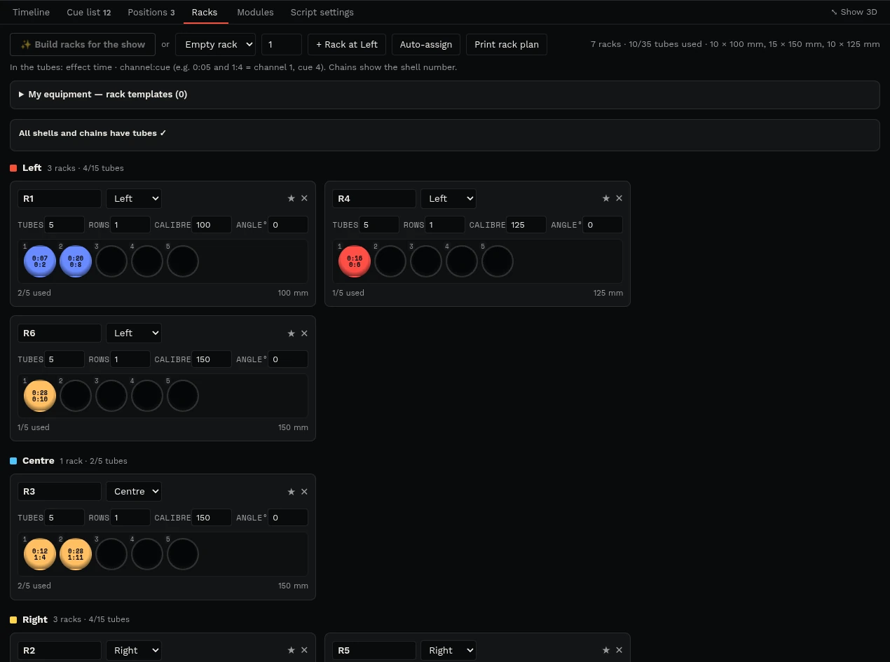 Rack plan in PyroStudio